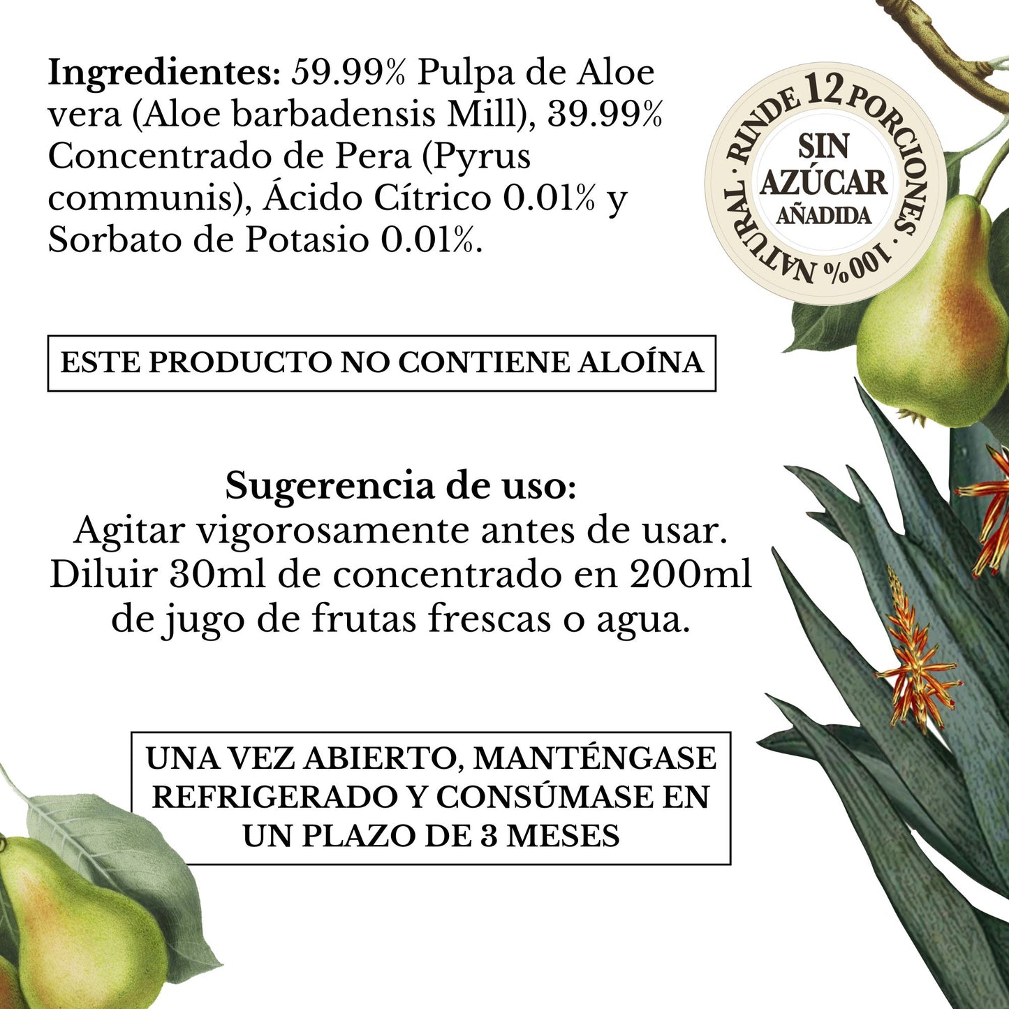 FUSIÓN: PULPA DE ALOE Y CONCENTRADO DE PERA